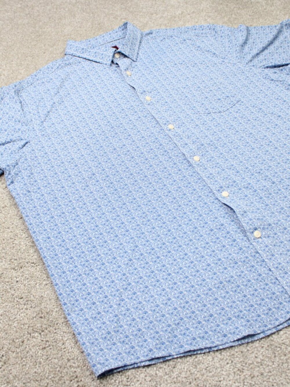 UNTUCKit Mondello AOP Shirt Mens 2XL XXL Blue Wheels All Over Print Short Sleeve - Picture 5 of 12